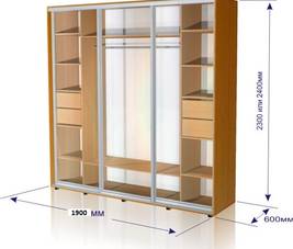 Шкафы -купе 1900 три фасада+ 2 ряда полок в магазине Dream Mebel, Запорожье